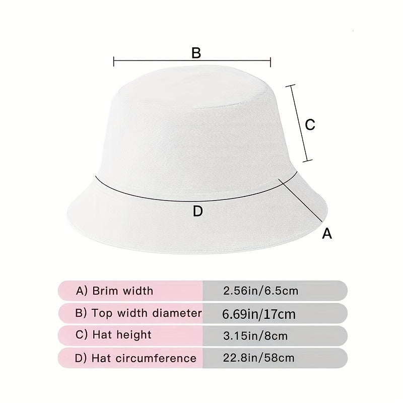 Unisex Cartoon Bear Print Bucket Hat, Double-Sided Sunshade Hat