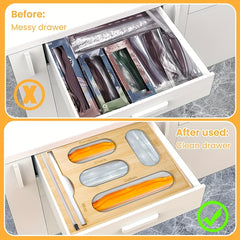 Bamboo Storage Bag & Nail Stickers Drawer Organizer Set