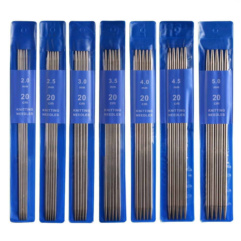 35pcs 7 Packs Double Pointed Knitting Needles Set Stainless Steel