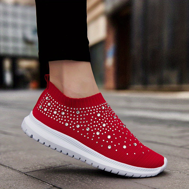 Women's Rhinestone Sock Sneakers Slip On Shoes