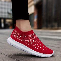 Women's Rhinestone Sock Sneakers Slip On Shoes