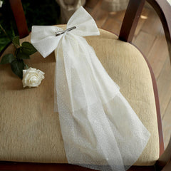 Bridal Hair Bow with Mesh Veil for Wedding Prom Party