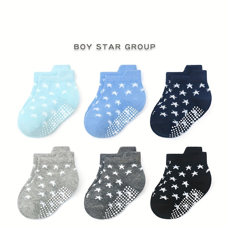 6 Pairs Star Knit Ankle Socks Soft Breathable Cotton Socks for Kids