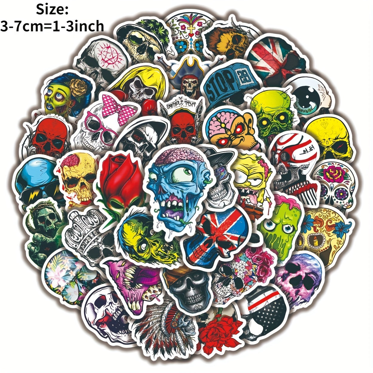 50pcs Skull Series Doodle Stickers, Waterproof Decorative Stickers