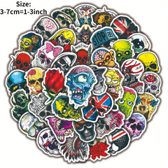 50pcs Skull Series Doodle Stickers, Waterproof Decorative Stickers