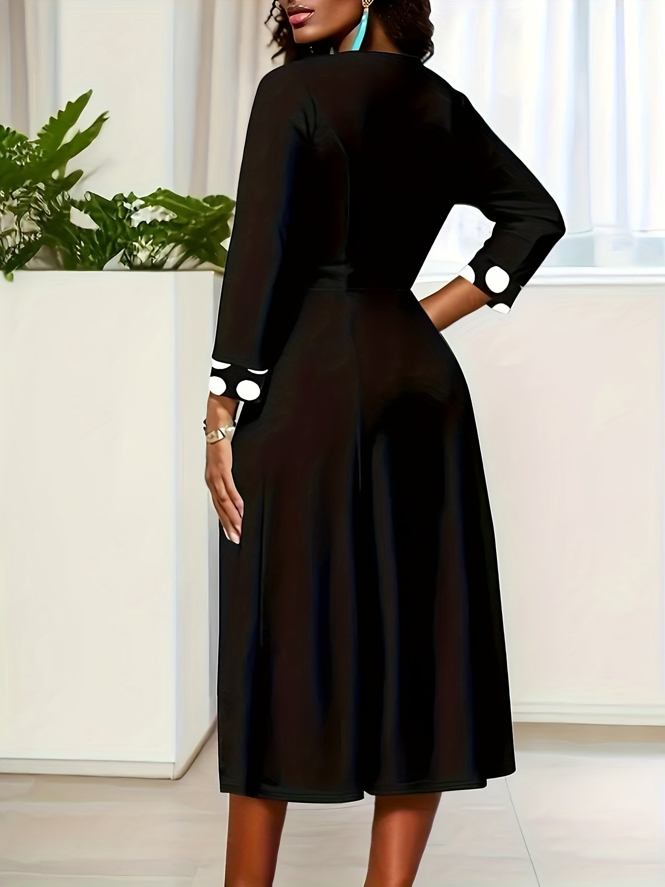 Colorblock Dot Print Maxi Dress