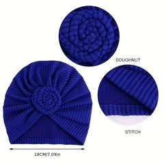 2pcs Twist Pleated Turban Cap Embossed Elastic Bonnet Chemo Beanies