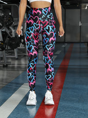 Heart Print High Waisted Yoga Pants for Women