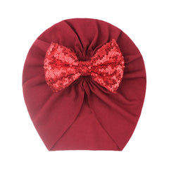 Sequin Bow Baby Headscarf Hat For Baby 0-3 Years Old