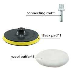 6pcs Industrial Polishing Kit Car Waxing Sponge Disc Wool Wheels