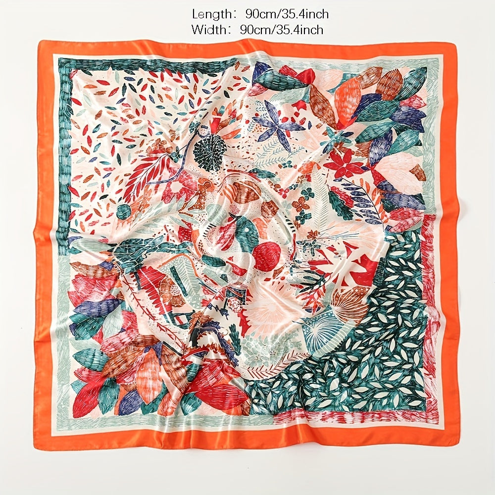 Women's Colorful Floral Square Scarf Warm Shawl