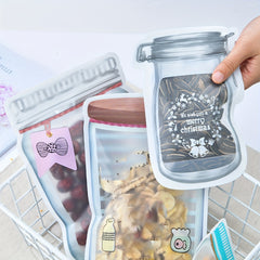 5pcs Portable Mason Jar Shaped Food Sealed Bag for Travel Baking Snack Tea Bag