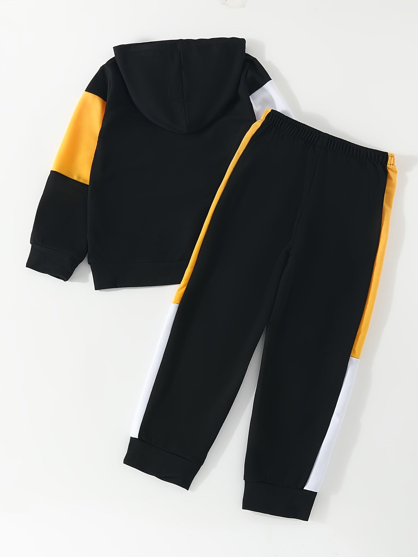 Boy's Colorblock Hoodie & Sweatpants Set, Sporty Style Outfit