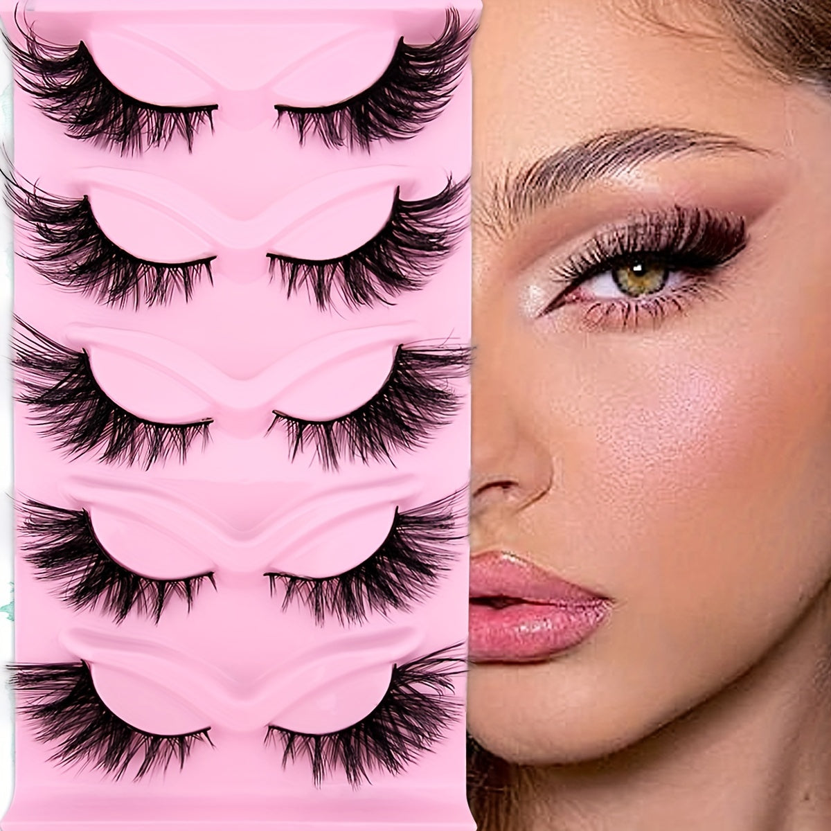 5 Pairs Fox Eye Lashes 24mm Wispy Faux Mink Lashes