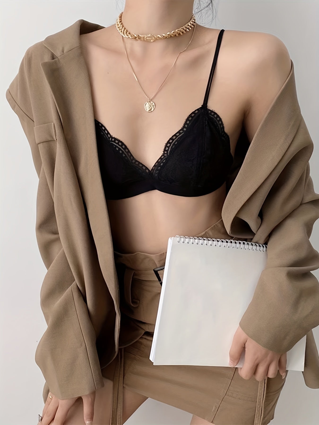 Floral Lace Unlined Wireless Bra for Women