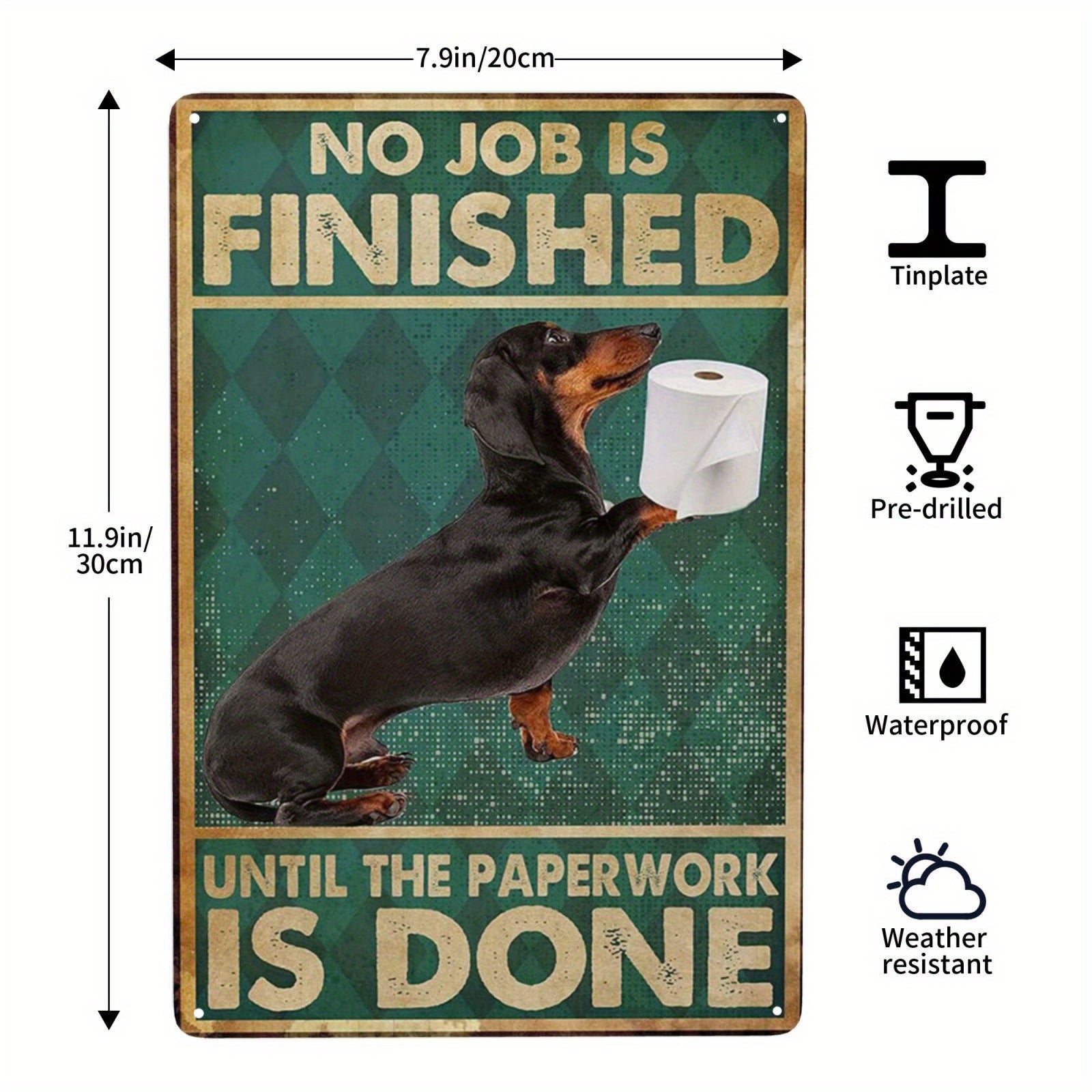 Bathroom Tin Sign Roll Paper No Job Is Finished Poster Toilet Decoration
