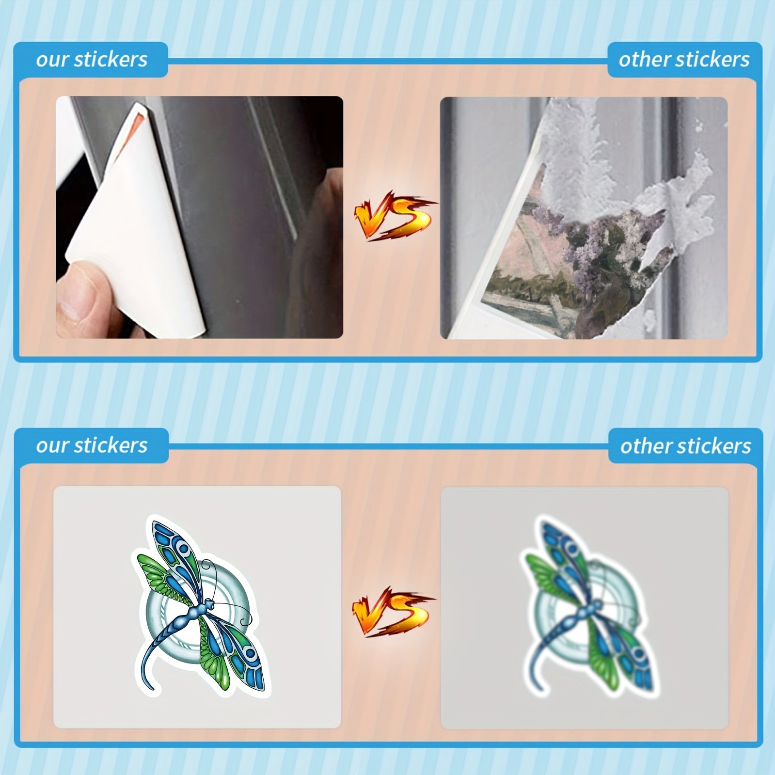 63pcs Dragonfly Stickers Water Bottle Waterproof Insect Decals Car Laptop