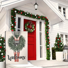 Christmas Wreath Small Garden Flag 30 48x45 72 Cm Vertical Double Sided