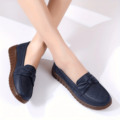 Women's Hollow Out Bow Loafers Soft Sole Shoes