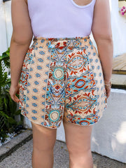 Boho Shorts Women's Random Print Elastic Waistband High Rise