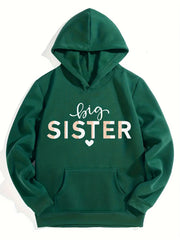 Big Sister Pattern Smart Hoodie For Girls Party Casual Long Sleeve Top