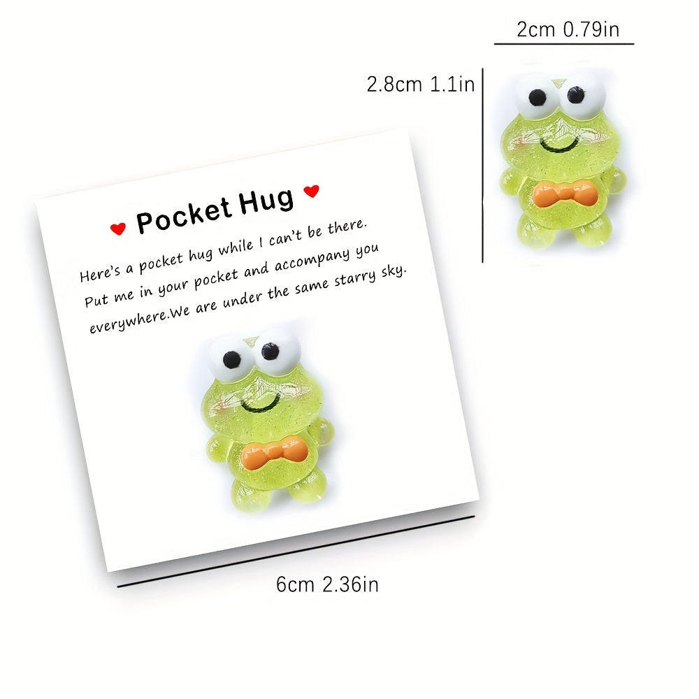 Pocket Hug Resin Animal Decoration with Encouraging Greeting Card