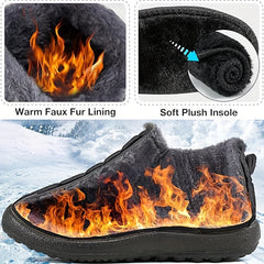 Women's Fur Lined Thermal Snow Boots Slip On Round Toe Warm Ankle Boots