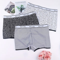 3 Pack Plus Size Sporty Panties Set Women's Plus Letter Tape Stripe & Dot Print