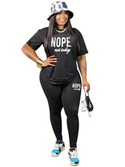 Slogan Print Crop Top & Leggings Set