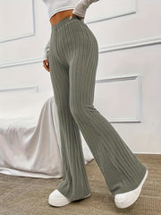 Ribbed Flare Leg Pants Spring & Fall Women's Clothing