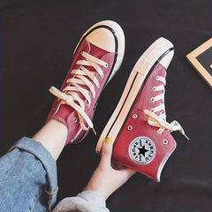 Women's High Top Canvas Sneakers Lace Up Outdoor Shoes
