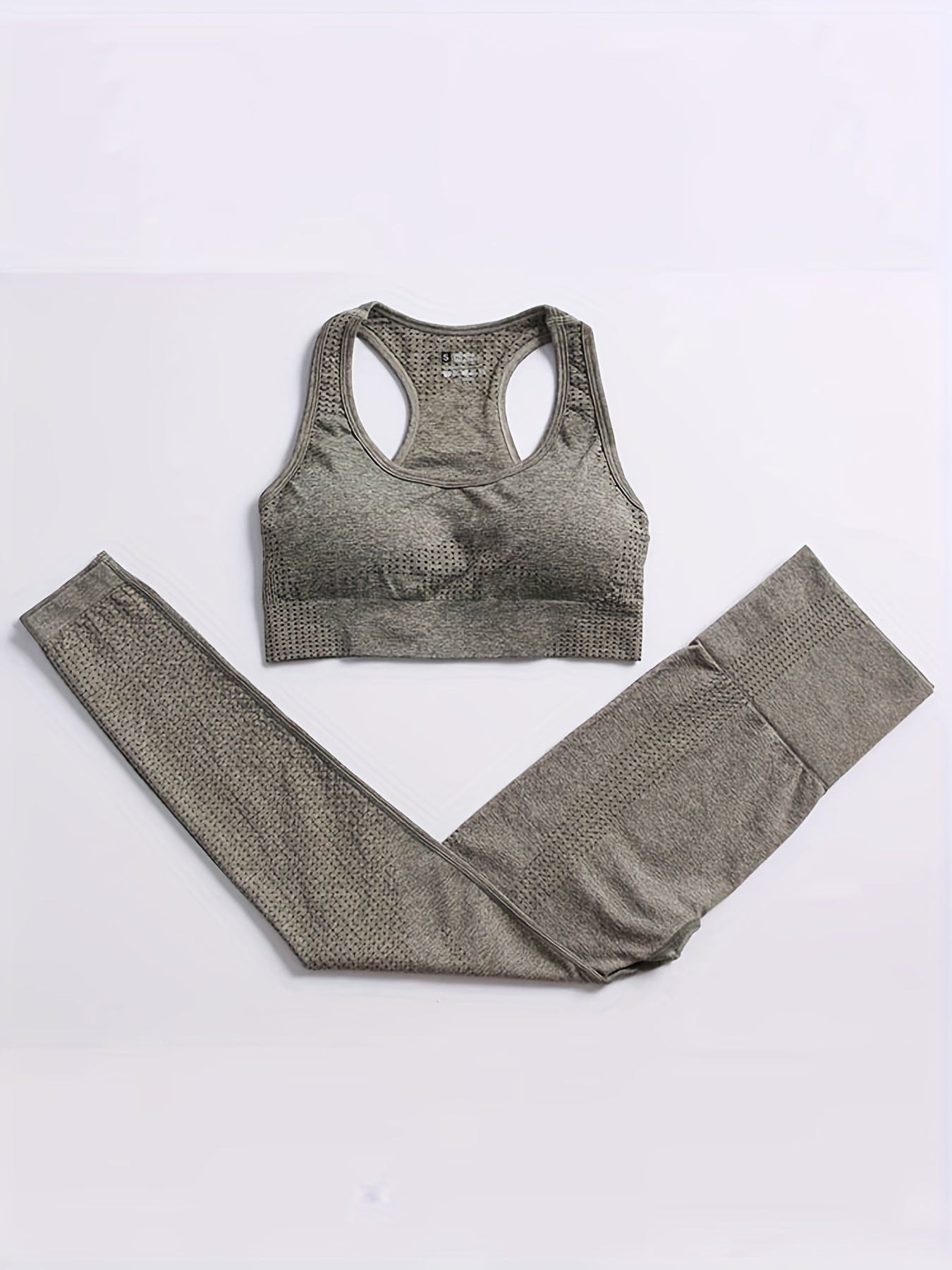 U Neck Sports Bra & High Waist Leggings Set - Fitness Workout Gym Activewear