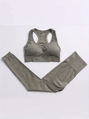 U Neck Sports Bra & High Waist Leggings Set - Fitness Workout Gym Activewear