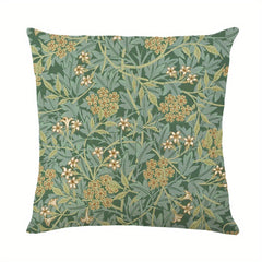 Bohemian Flowers Leaves Print Pillow Case Yellow Green 100% Polyester