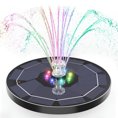 5W LED Solar Fountain Pump with LED Light for Birdbaths & Garden Decor