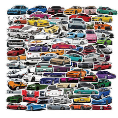 100 Cartoon JDM Car Doodle Stickers Waterproof Laptop Phone Decals