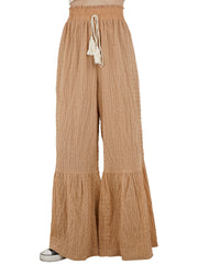 Tassel Drawstring Wide Leg Pants Casual Solid Textured Loose Pants
