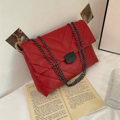 Quilted Shoulder Bag Solid Flap Chain Bag Classic Purse