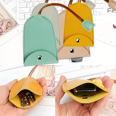 4pcs PU Leather Key Holder Portable Wallet Keychain