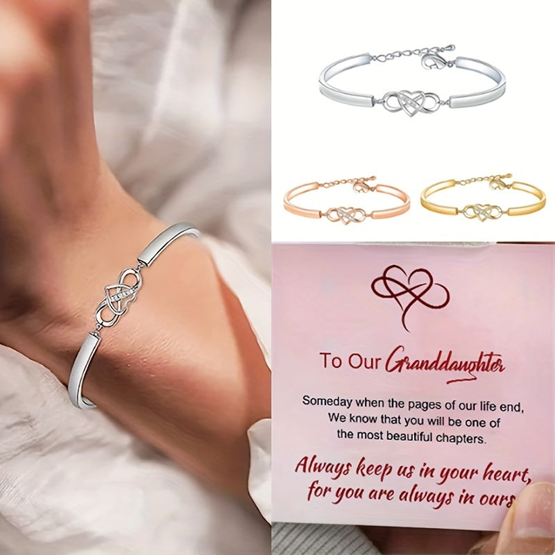 Granddaughter Infinity Symbol Bangle Bracelet with Cubic Zirconia