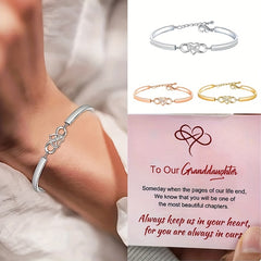 Granddaughter Infinity Symbol Bangle Bracelet with Cubic Zirconia
