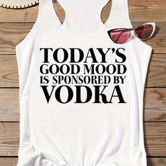 Letter Print Sleeveless Tank Top Racer Back Stretchy Summer Sports Top