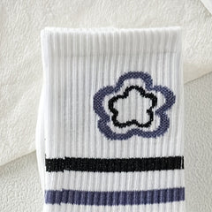 8 Pairs Letter & Striped Print Mid Tube Socks for Women