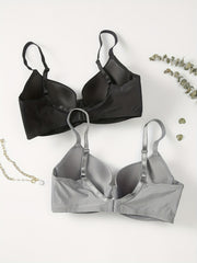2 Pack Plus Size Striped Push Up Padded Bra Set