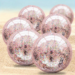 6 Pack Glitter Beach Balls - Confetti PVC Material - Smooth