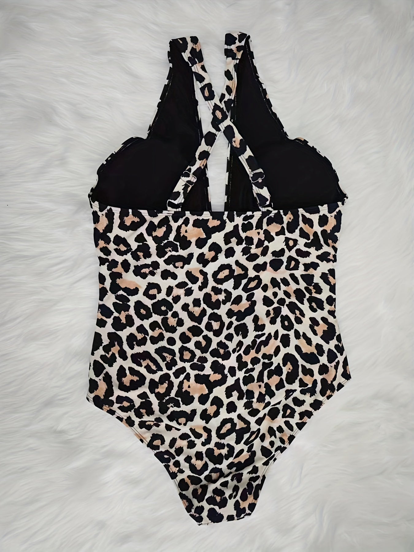 Sexy Leopard Print Halter Neck One Piece Swimsuit