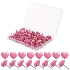 100pcs Heart Shape Push Pins Pink