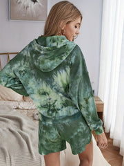 Women's Plus Tie Dye Hoodie & Shorts Set
