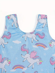 Girls Unicorn & Rainbow Gymnastics Jumpsuit Dance Suit