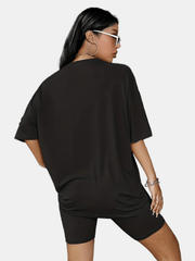 Letter Print Two-piece Set Tee & Shorts Casual Outfit